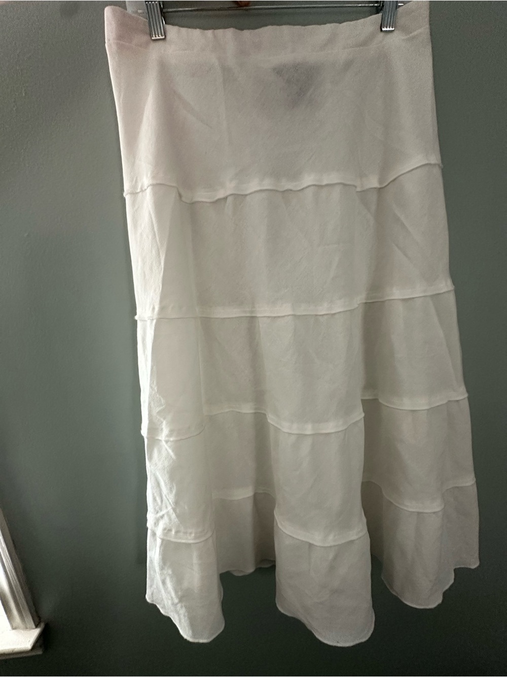 Metro Wear Cream Tiered Midi Skirt